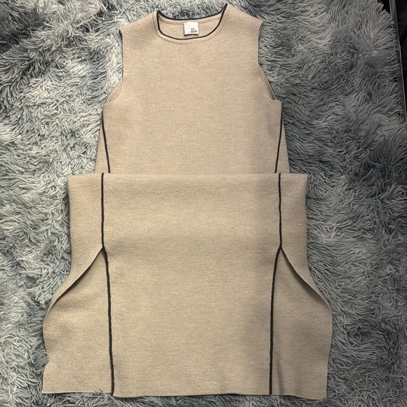 IRIS & INK Cream Sheath Dress Sleeveless Crew Neck - Picture 4 of 14